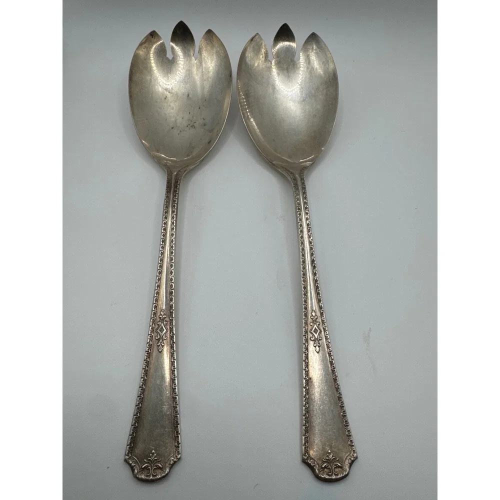 Oneida Silver Berkeley 1929 Wm A Rogers Silverplate Salad Serving Set 2pc 8.25in